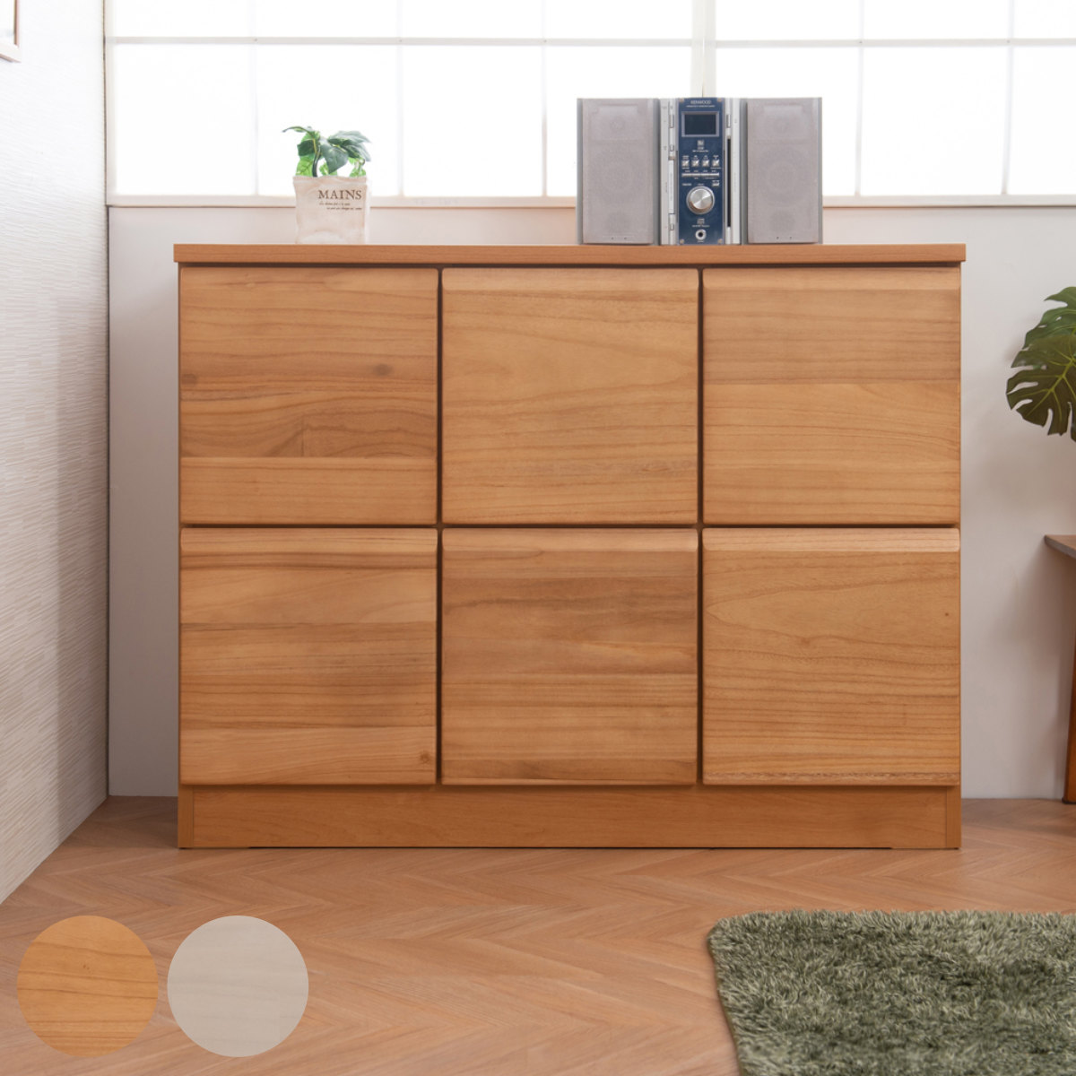 ブランド登録なし - 桐 押し込み 幅107.5珊 扉手あい 日本製 為し終える品 （ 棚 仕合わせ 扉 納める 生まれながら木前板 A4相応う ） ラック、シェルフ、本棚-壁面システム収納-家具、インテリア