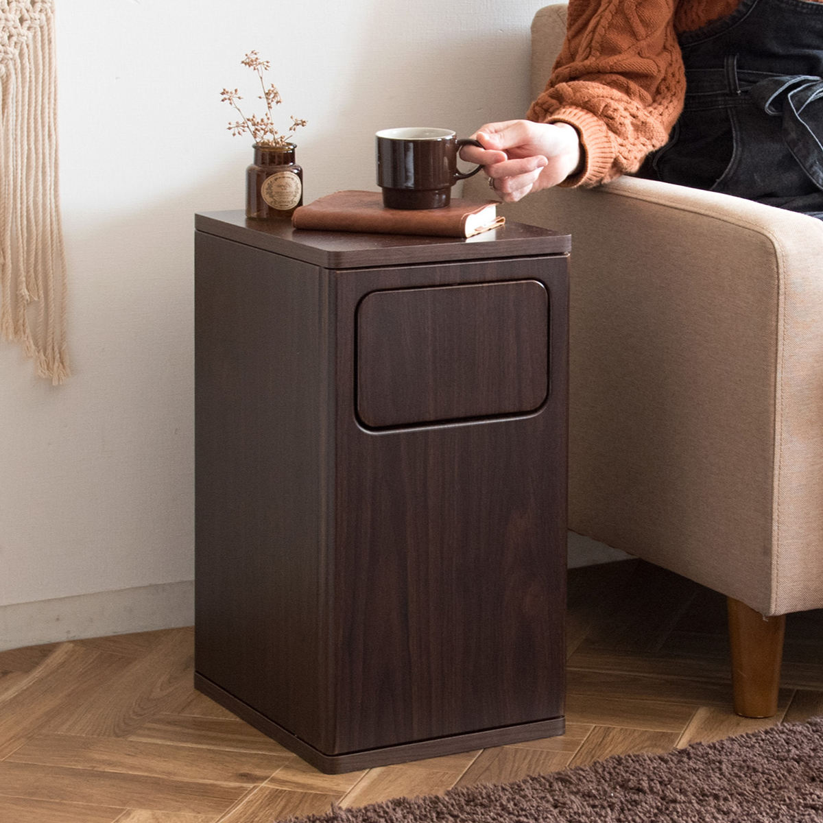 ゴミ箱 20L ウッドプッシュダストボックス Empro （ ごみ箱 エンプロー ダストボックス ごみばこ シンプル プッシュ式 天板 サイドテーブル 分別 ）_20