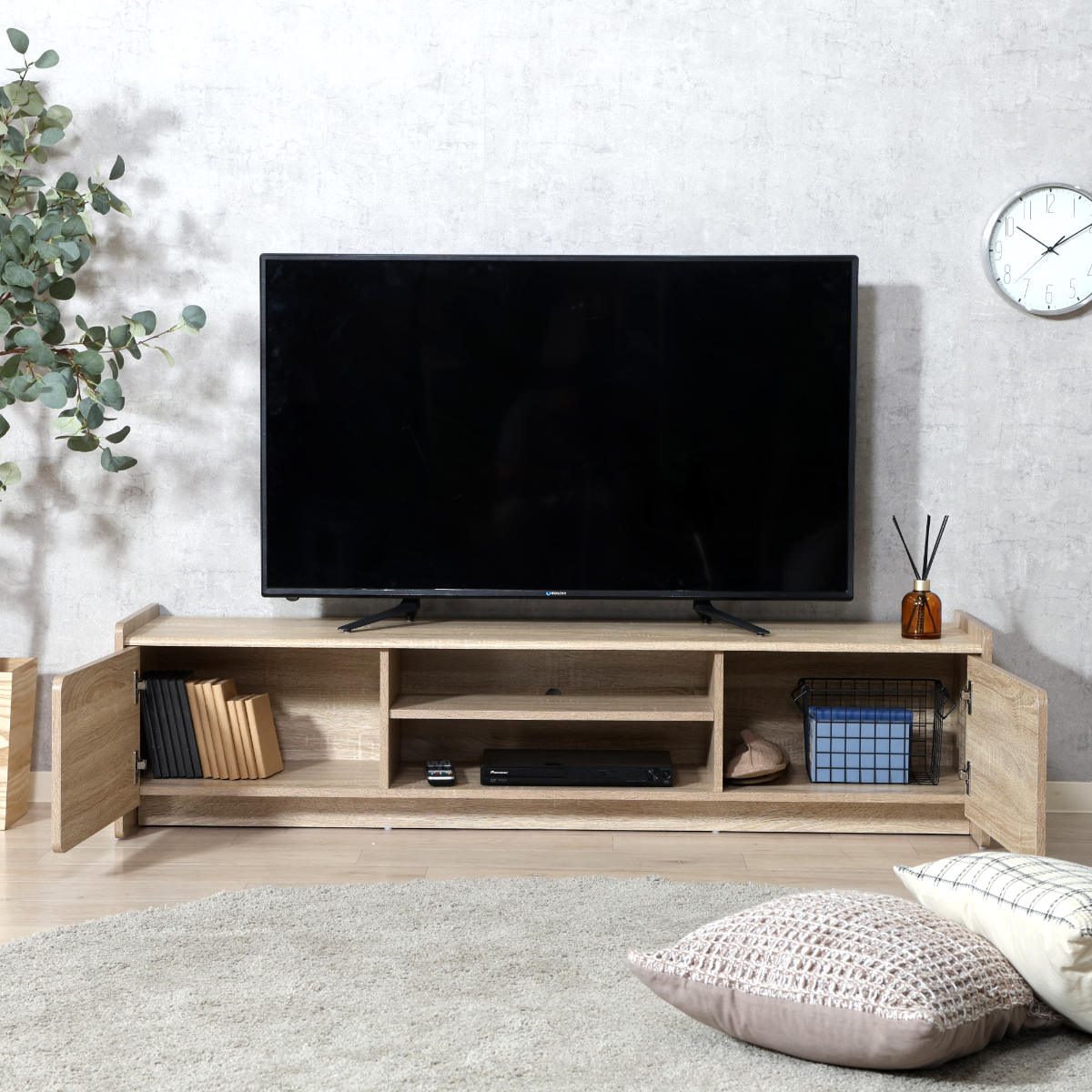 【直接取引or配送】ブラウン木製テレビボード　クロシオ　カイル　55型対応 直接取引or配送】ブラウン木製テレビボード クロシオ カイル 55型対応