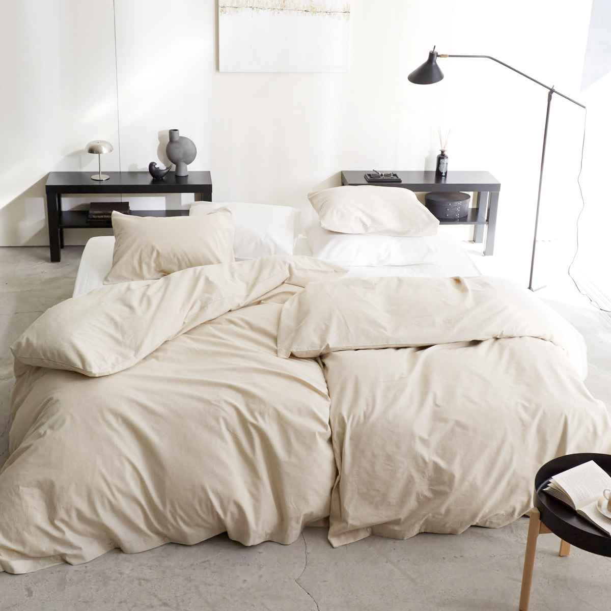 掛け布団カバー Fab the Home リネンミックス one-wash シングル 綿麻