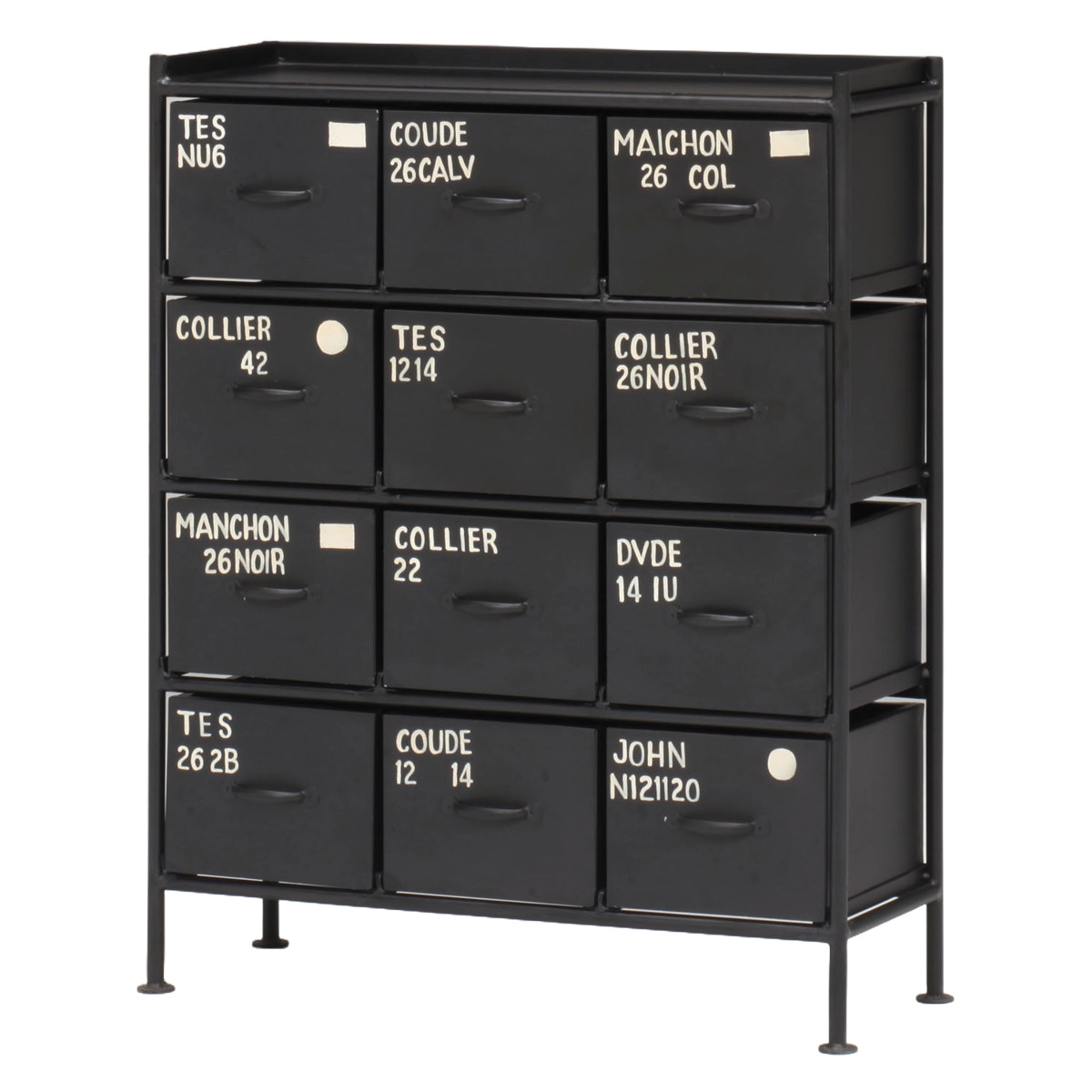 スチールチェスト 縦型 幅85cm 引出し12杯 インダストリアル 完成品