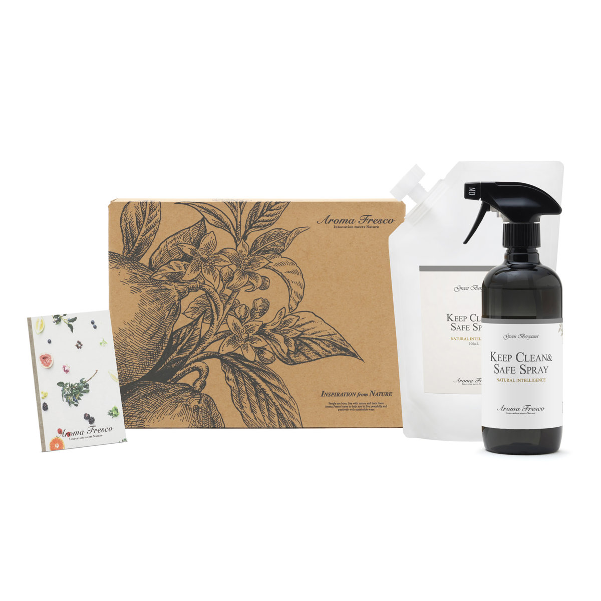 Aroma Fresco ギフトセット キッチンクリーン セット （ クリーナー 掃除用スプレー 詰め替え プレゼント アロマ ボトル 天然成分 抗菌 スプレー ）