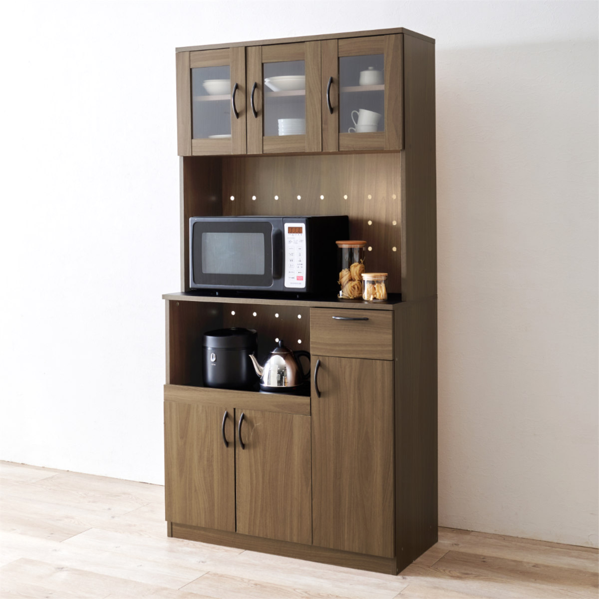 HAGiHARA（萩原） キッチンボード 幅89cm キッチン収納 大容量タイプ