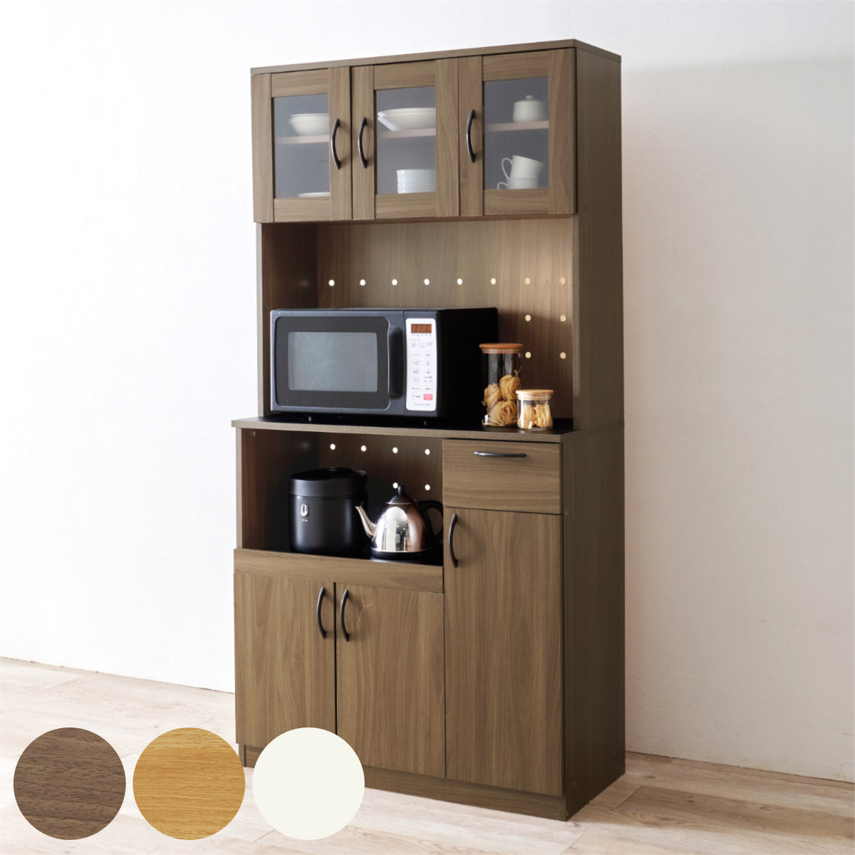 HAGiHARA（萩原） キッチンボード 幅89cm キッチン収納 大容量タイプ