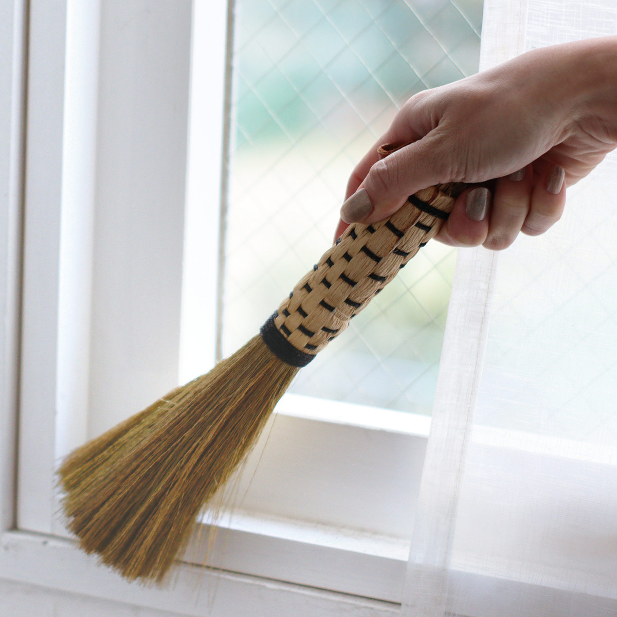 掃除 ほうき 天然素材 タイガーグラス はき掃除 Sサイズ （ 手箒 小ほうき 卓上 い草 ミニ パソコン 下駄箱 サッシ ）