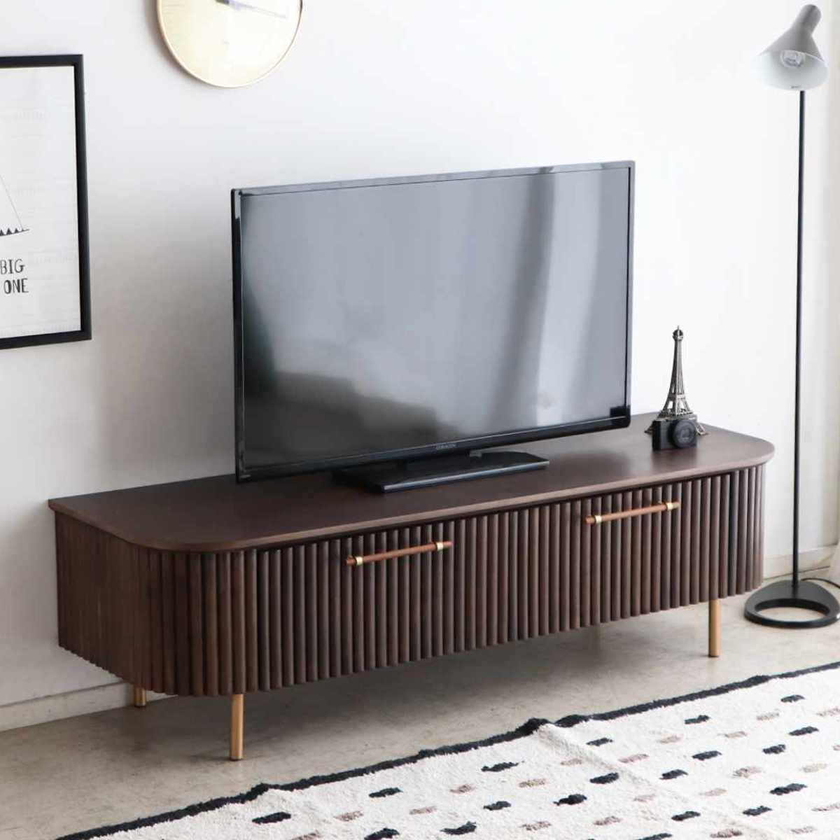 東馬（Tohma） テレビ台 幅160cm 天然木 じゃばら風 ゴールド脚