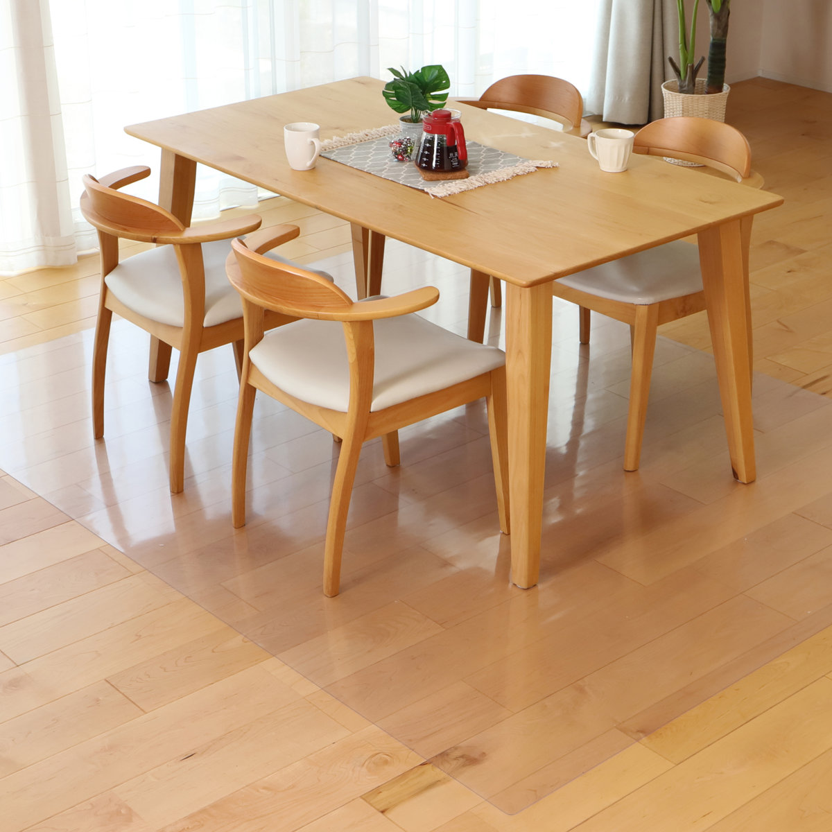 クリアマット 透明マット 抗菌 240×300cm ダイニングマット 折りたたみ （ マット フロアマット 透明 クリア フローリングマット クリアシート ）