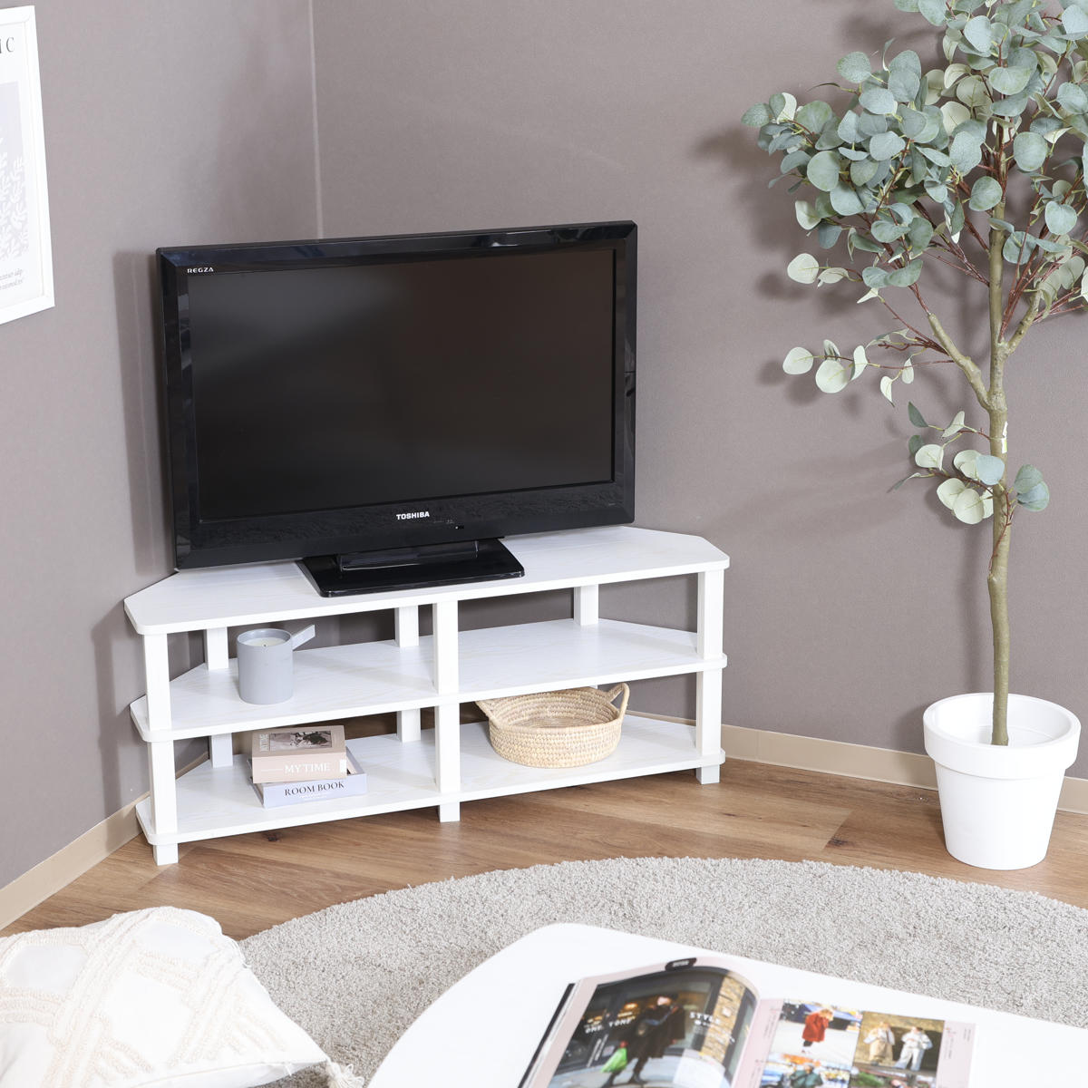 不二貿易（Fuji Boeki） コーナーテレビ台 幅100cm 工具不要 FIT （ TV
