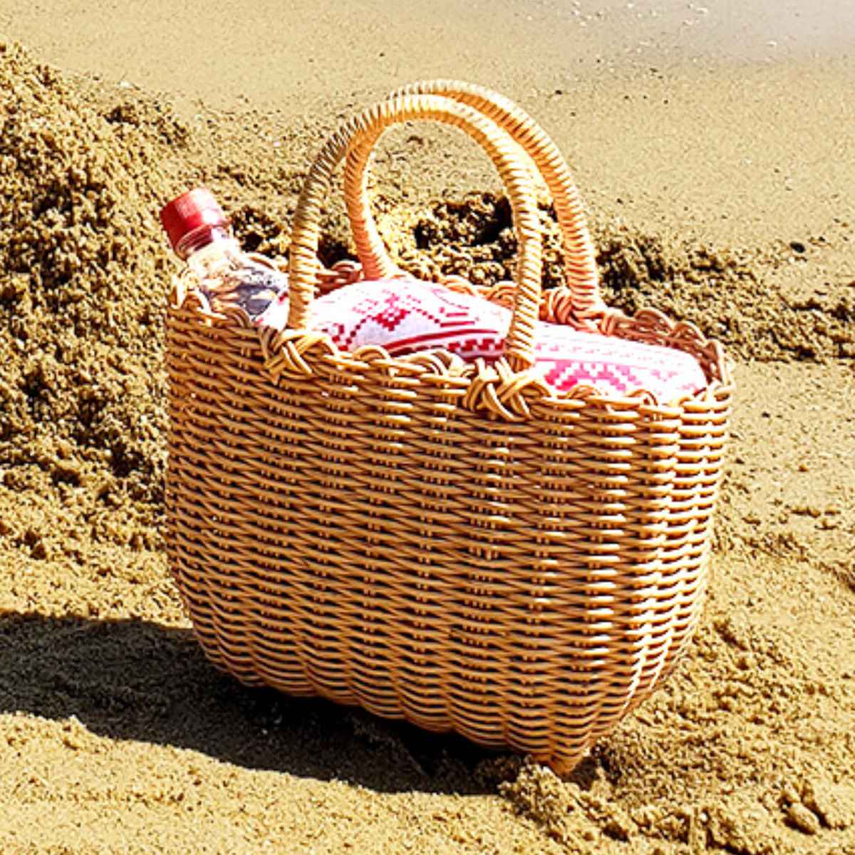 バスケット al.atte 客室用の洗える抗菌湯かごL ナチュラル （ バッグ