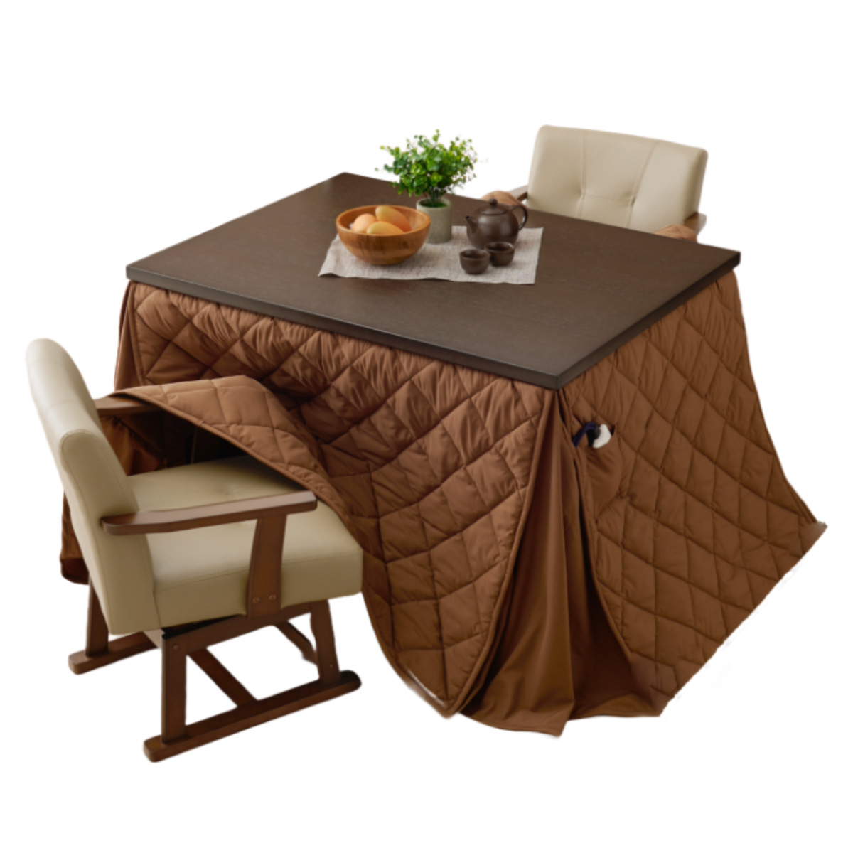 HAGiHARA（萩原） ダイニングこたつセット 4点セット マロン 幅105cm