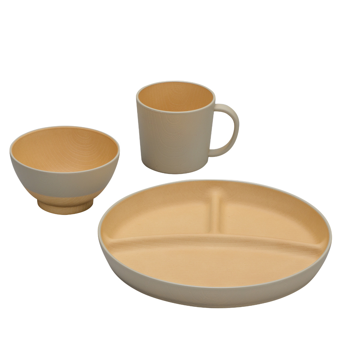 茶碗 マグカップ ランチプレート やさしい彩り 食育 3点セット （ 電子