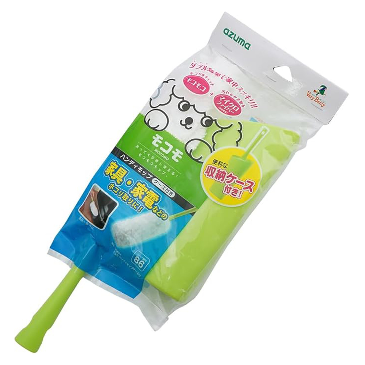 ほこり取り モコモハンディモップ ケース付き 全長約37cm 洗って使える マイクロファイバー （ ホコリ取り マイクロファーバー 洗える ハンディ ケース ）