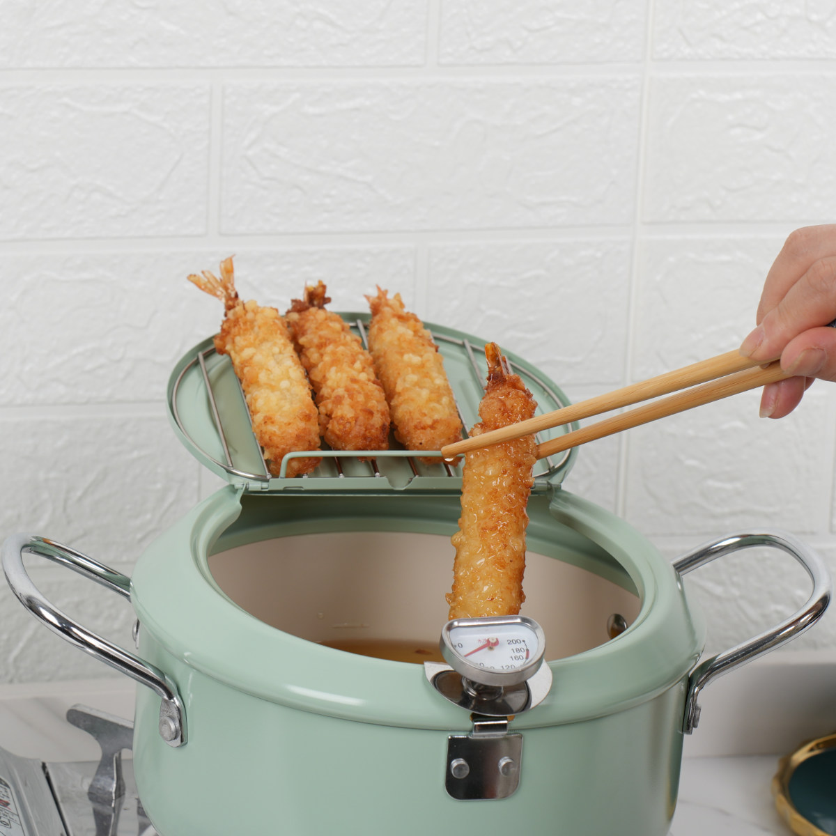 天ぷら鍋 20cm IH対応 鉄製 バット蓋付...の詳細画像5