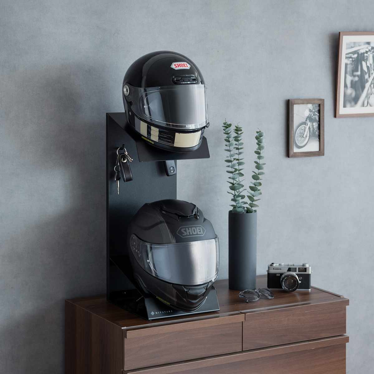 宮武製作所 ヘルメットスタンド 幅24cm 2段 ディスプレイラック GALEA 