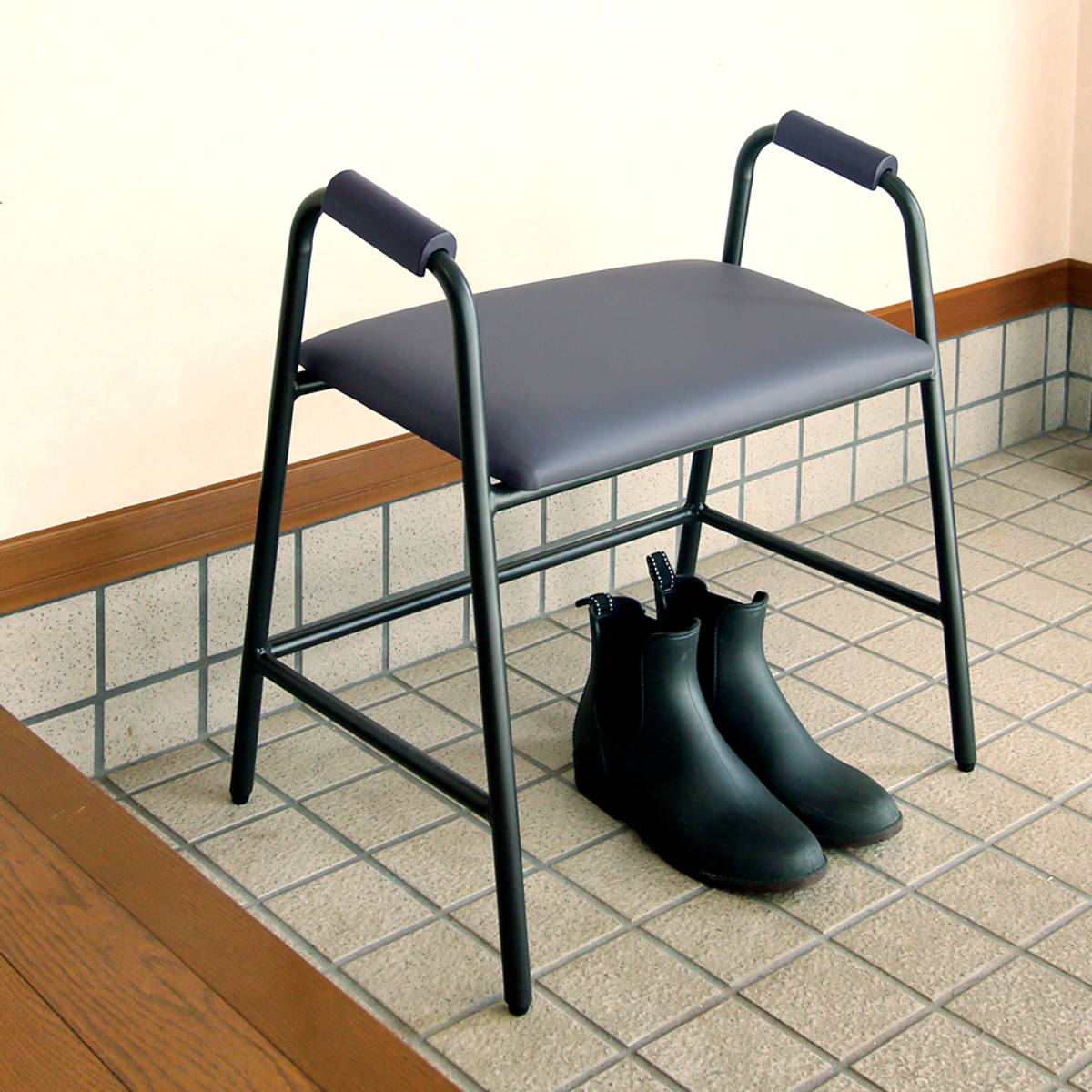 弘益 玄関ベンチ 座面高41cm 立ち上がりサポート玄関スツール 4070