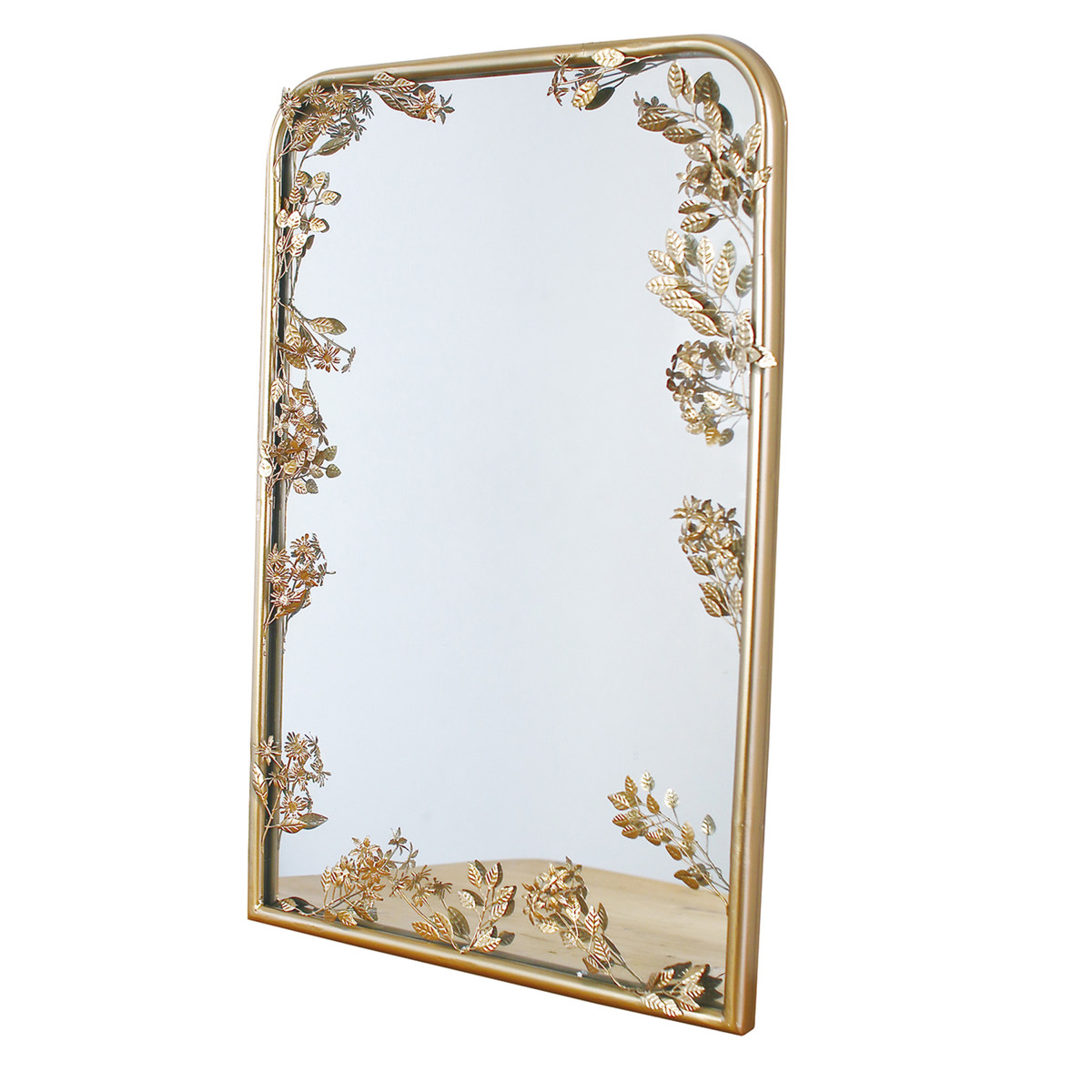 ミラー 壁掛け 幅35.5×高さ54cm フローラルミラー （ 鏡 立て掛け