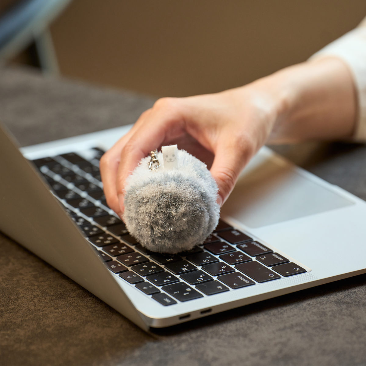 バスボンくん ほこり取り ホコリガード ストラップ付き 静電気 除去 （ キーホルダー ストラップ ほこり 静電気対策 かわいい 持ち運び 洗える ）