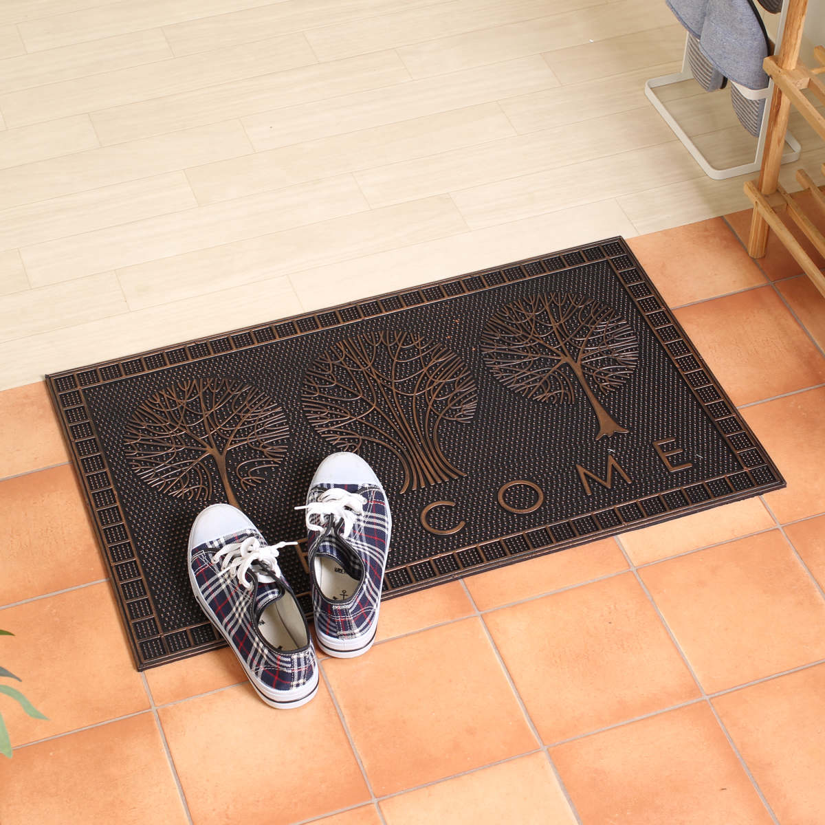 不二貿易（Fuji Boeki） 玄関マット 屋外 ラバーマット 北欧 45×75