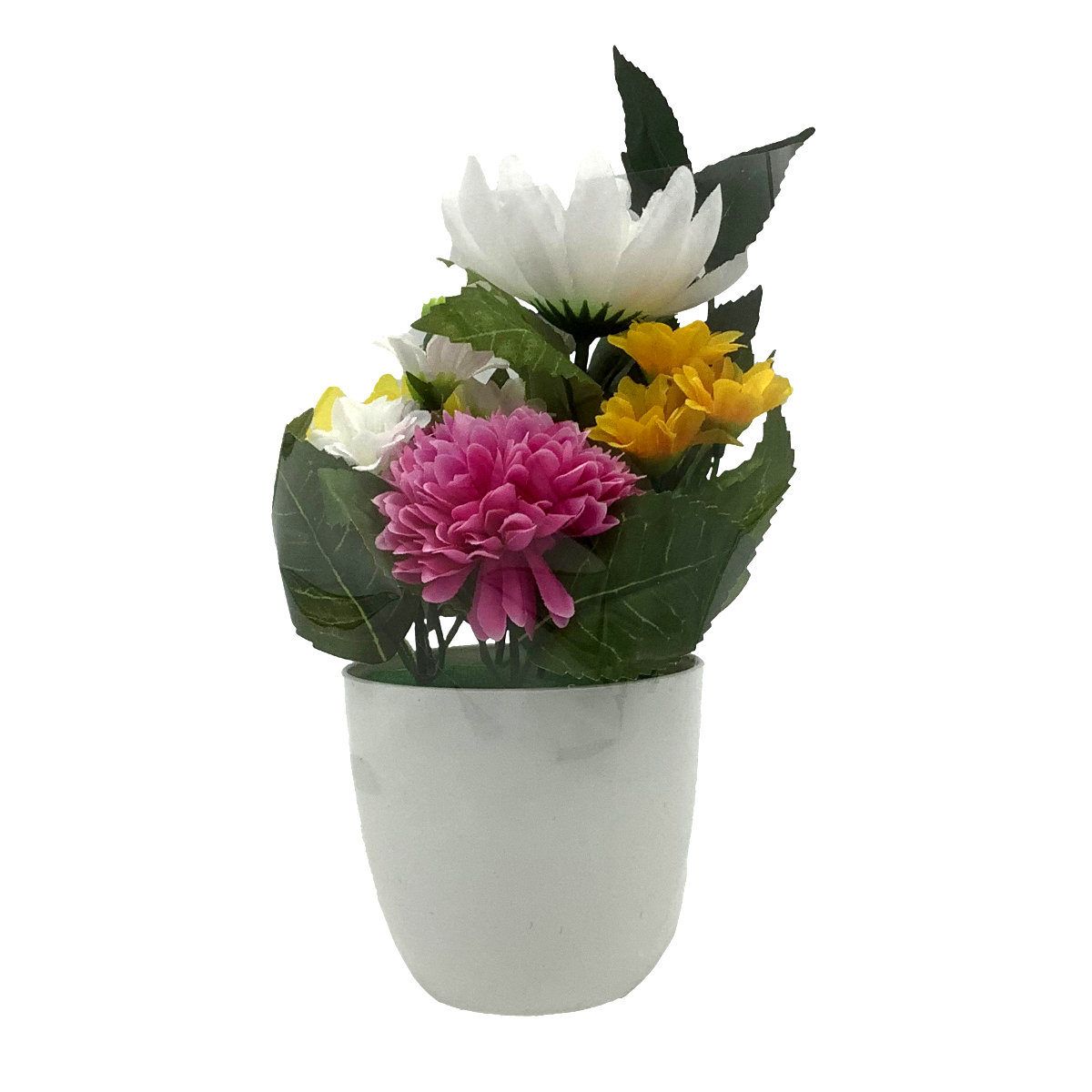 仏花 造花 ポット 中サイズ （ お供え 供花 花 御供え 弔花 枯れない フェイクフラワー 花瓶付き ）