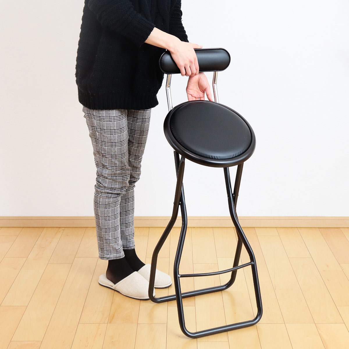 ルネセイコウ 折りたたみ椅子 座面高60cm キャプテンチェア ハイタイプ