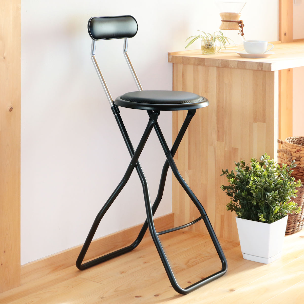 ルネセイコウ 折りたたみ椅子 座面高60cm キャプテンチェア ハイタイプ