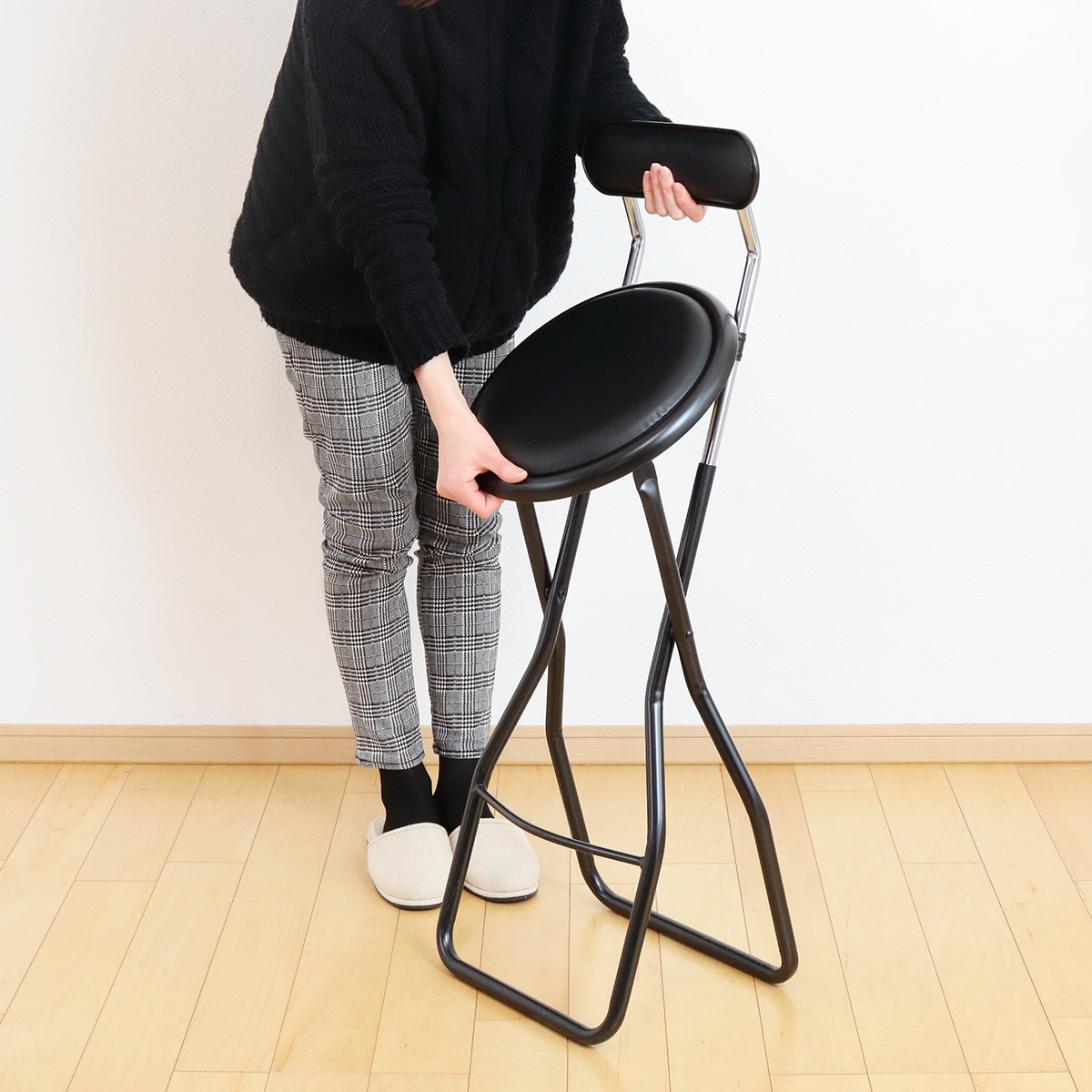 ルネセイコウ 折りたたみ椅子 座面高60cm キャプテンチェア ハイタイプ