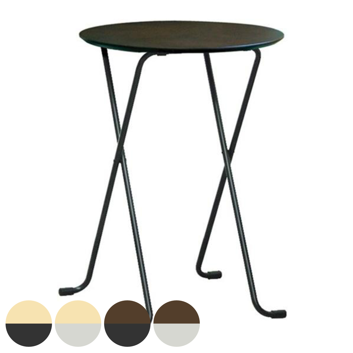 折りたたみテーブル 直径60cm 丸型 高さ85cm ハイタイプ （ デスク カウンターテーブル テーブル 折りたたみ 折り畳み 机 ハイテーブル 天然木 日本製 完成品 ）