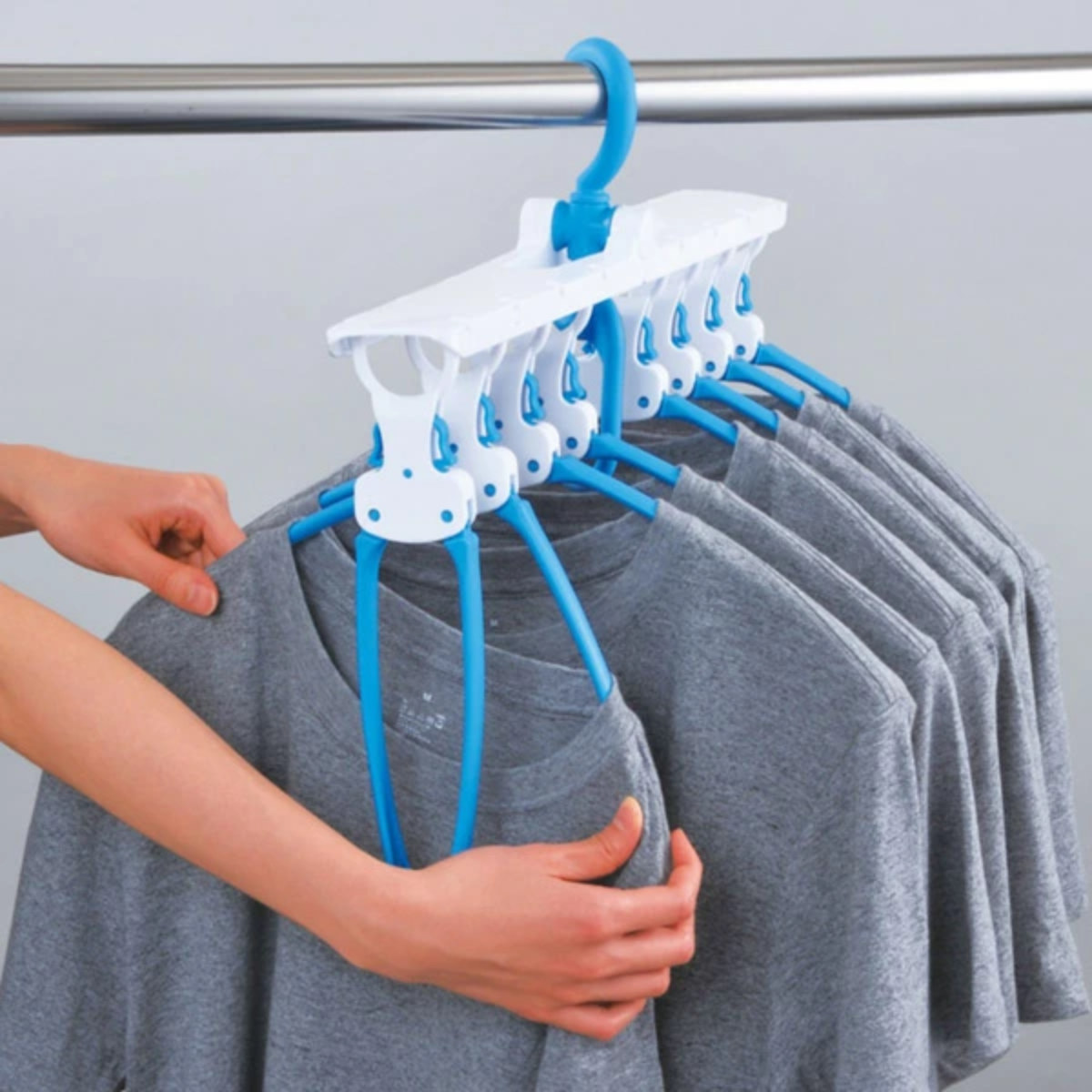 洗濯ハンガー ワンタッチ 8連タイプ （ 連結ハンガー 8連ハンガー 洗濯 取り込み ハンガー ）