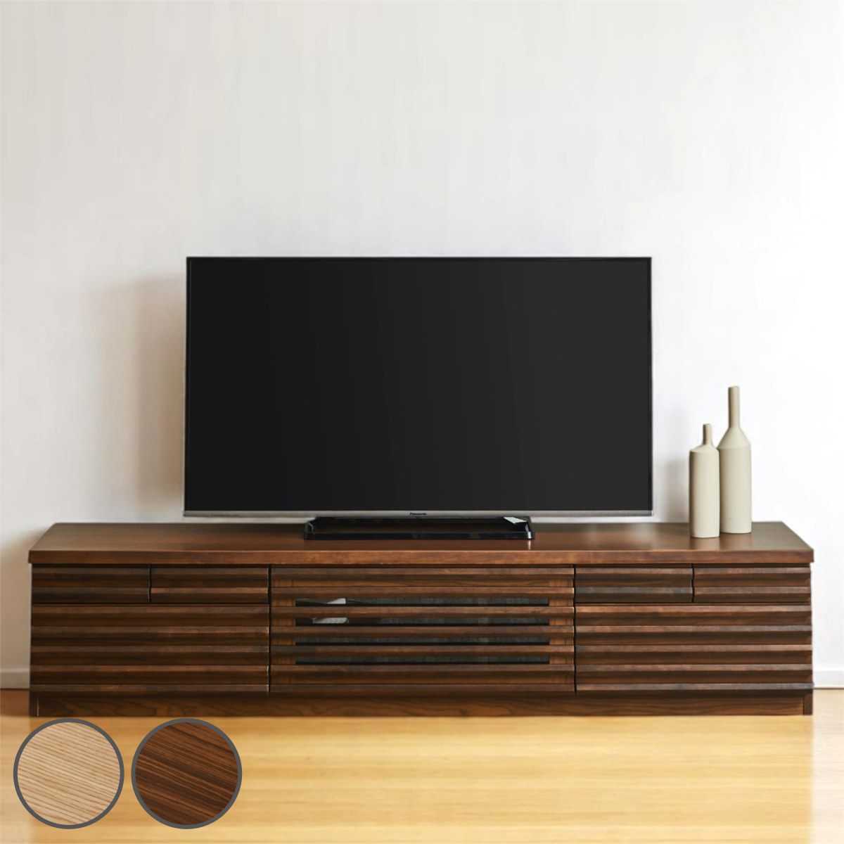 テレビ台 幅180cm ローボード 80型対応 天然木 完成品 （ TV台 テレビボード 収納 家具 ラック フラップ扉 ）