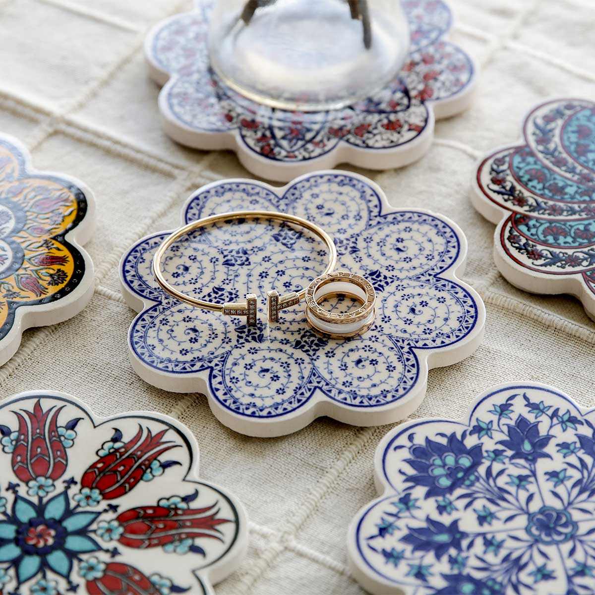 コースター 11cm IZNIK タイルコースター 陶器 （ トルコ陶器 トルコ