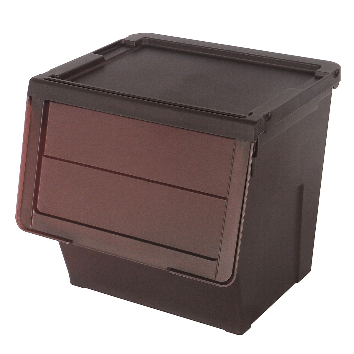 収納ボックス 前開き KABAKO 幅45×奥行42×高さ41cm カバコ L 同色2個セット （ 収納ケース 収納 プラスチック フラップ ストッカー 衣装ケース おもちゃ箱 ）｜interior-palette
