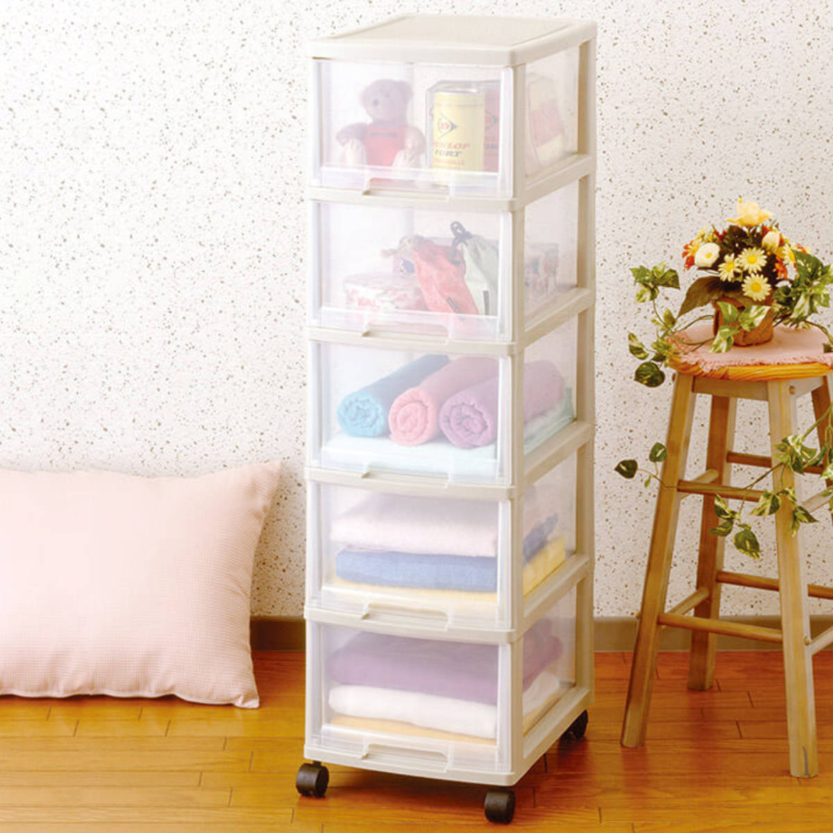 天馬 - 納める容れもの ユニ相応う 深型 5段 為し終える品 納める洋服箪笥 （ 洋服箪笥 タンス 納める 抽き出し 可塑性物質 お召しもの容れもの 押し入れ納める キャスター付き添い人 A4 B4 ） チェスト、タンス-家具、インテリア