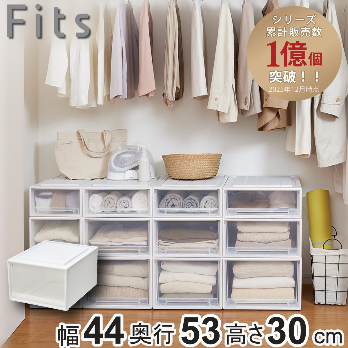Fits 収納ケース フィッツ フィッツケース クローゼット ワイド L-53