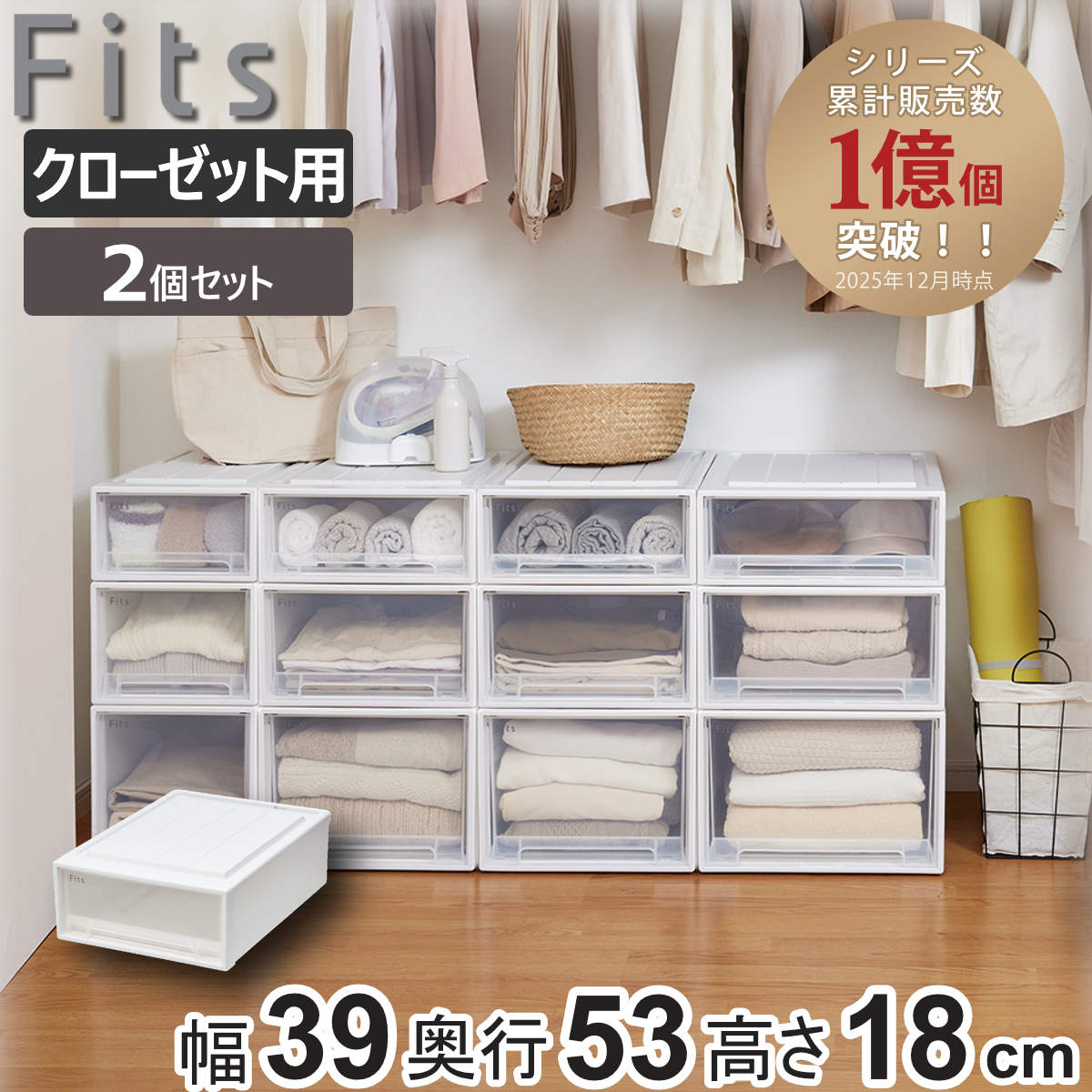 Fits 収納ケース フィッツ フィッツケース クローゼット S-53 2個 