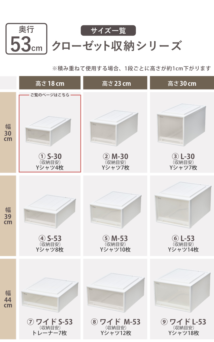 Fits 収納ケース フィッツ フィッツケース クローゼット S-30 6個