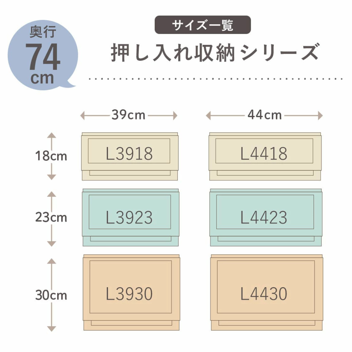 Fits 収納ケース 4個セット 幅44×奥行74×高さ30cm フィッツケース