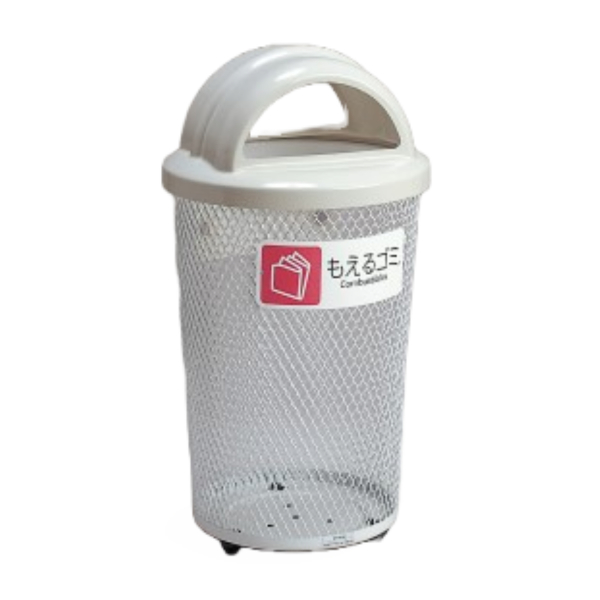 屋外用ゴミ箱 65L 分別グランドコーナー 丸型 フタ付き もえるゴミ用 （ 法人限定 ごみ箱 屋外用 ふた 蓋 フタ 付き ダストボックス もえるゴミ ふた付き ）