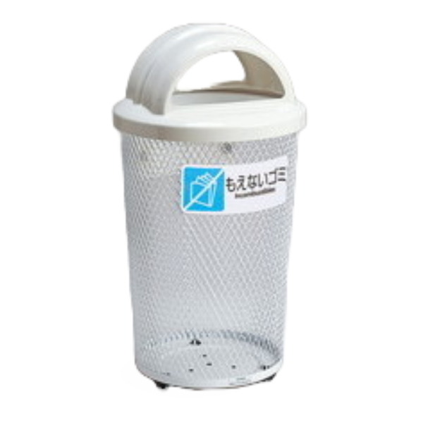 屋外用ゴミ箱 65L 分別グランドコーナー 丸型 フタ付き もえないゴミ用 （ 法人限定 ごみ箱 屋外用 ふた 蓋 フタ 付き ダストボックス もえないゴミ ふた付き ）