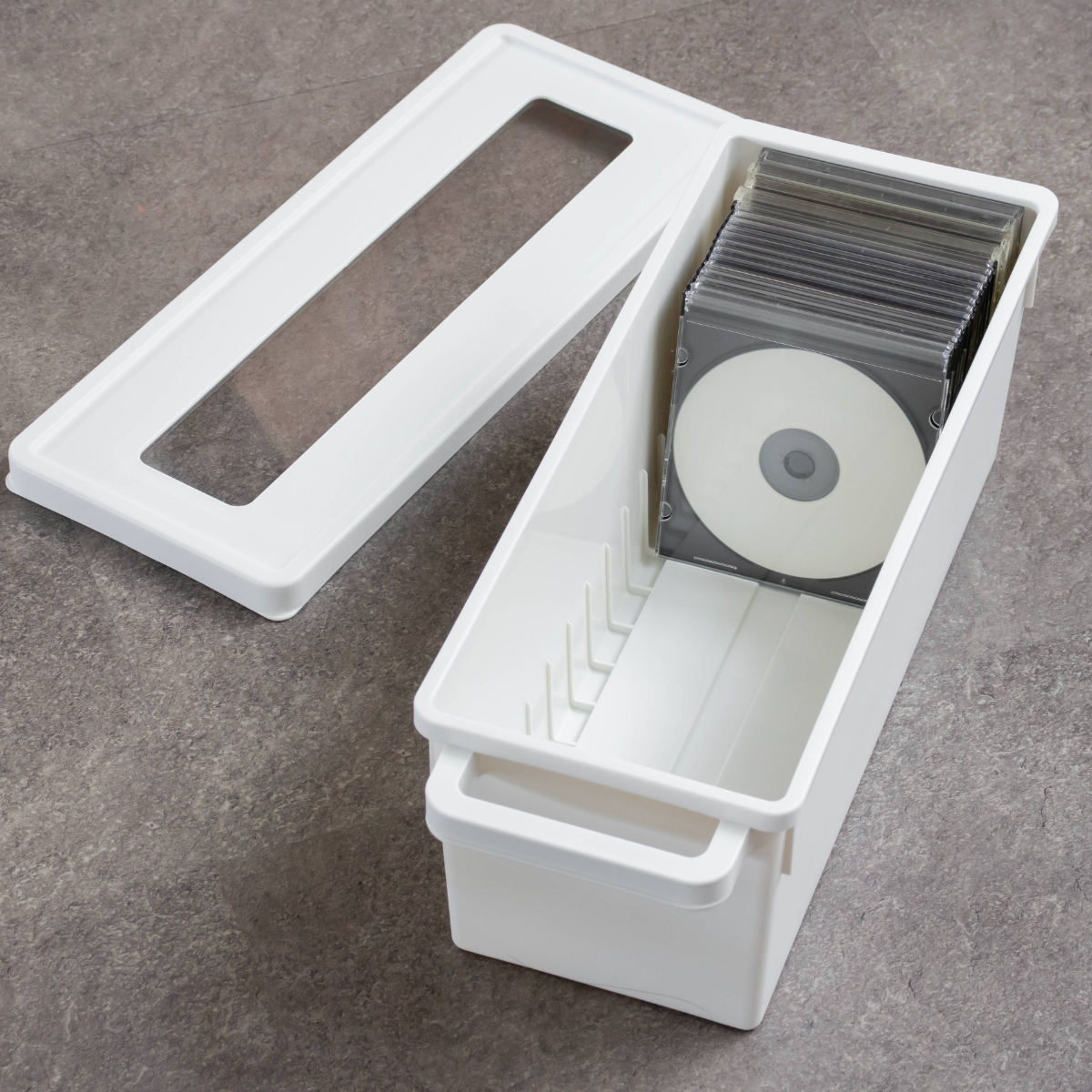 ���[�P�[�X ���f�B�A�R���e�i CD�p �z���C�g ��44.9×���s16.7×����16.4cm �i CD���[�P�[�X ���[�{�b�N�X ���f�B�A���[ �{�b�N�X �P�[�X �t�^�t�� �j