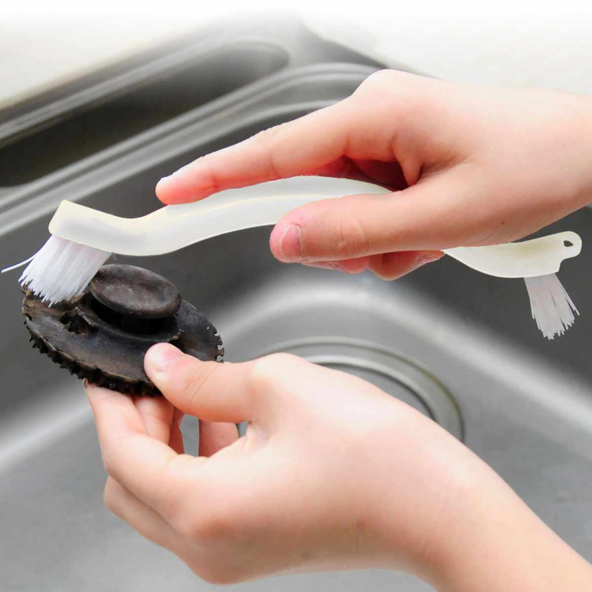 コンロブラシ コンロまわり用 キッチン 細かい溝 汚れ落とし （ 掃除ブラシ コンロ 掃除 五徳 台所 2種類ブラシ コンパクト ミニブラシ ）