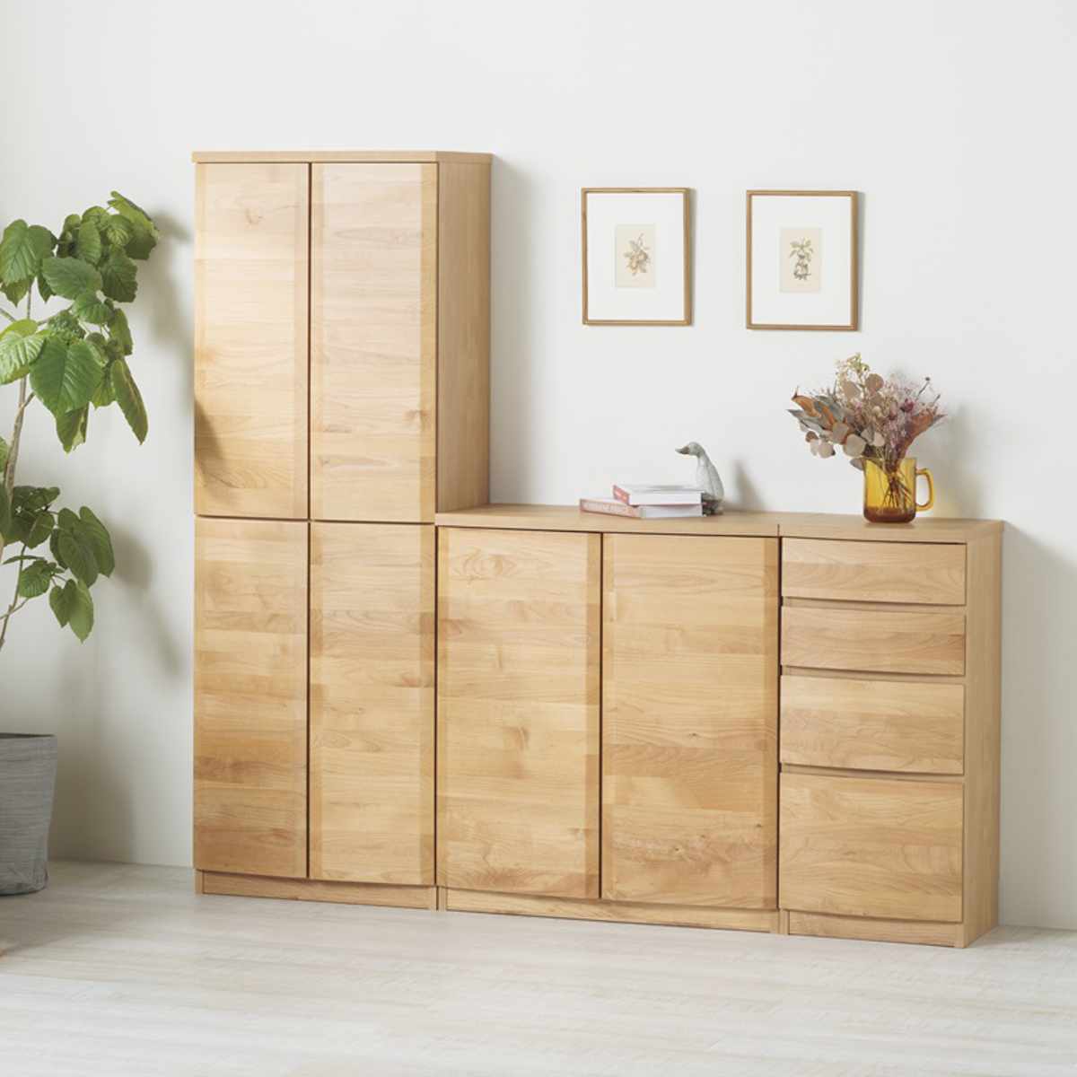 堀田木工所 本棚 幅120.5cm ロータイプ アールデザイン 日本製 完成品