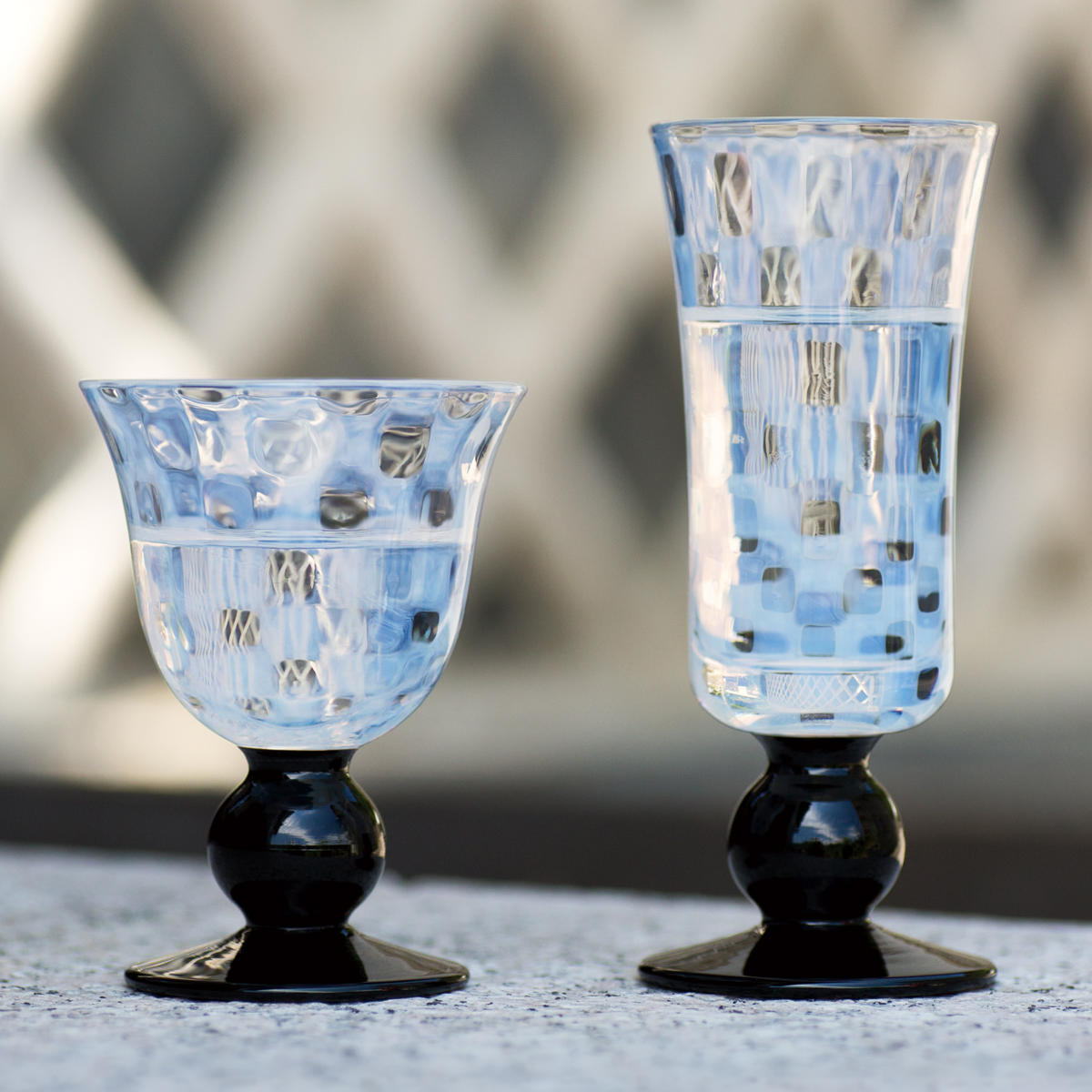 明治 大正 ビンテージ グラス 硝子 2個セット 廣田硝子 大正浪漫 酒盃揃 市松 黒 2個入 ペアセット （ ガラス 日本製