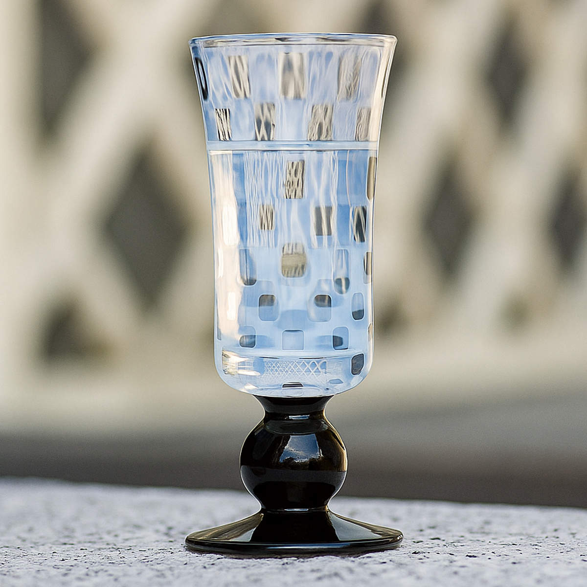 廣田硝子 大正浪漫 酒盃揃 市松 黒 2個入 ペアセット （ ガラス 日本製