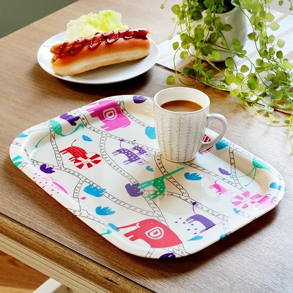 ラウンドトレー 30cm トレー isso ecco Animal ノンスリップ お盆