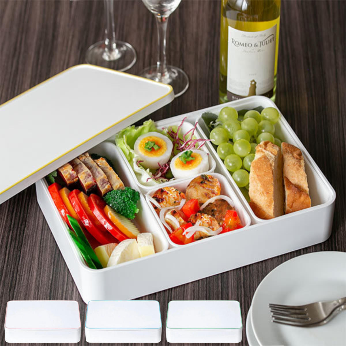 幕の内弁当 松花堂弁当 弁当箱 ランチボックス Lunch Box 正方形 松花堂タイトランチボックス 1段/870mlモダン＋ BK／PO5S_4973307121944