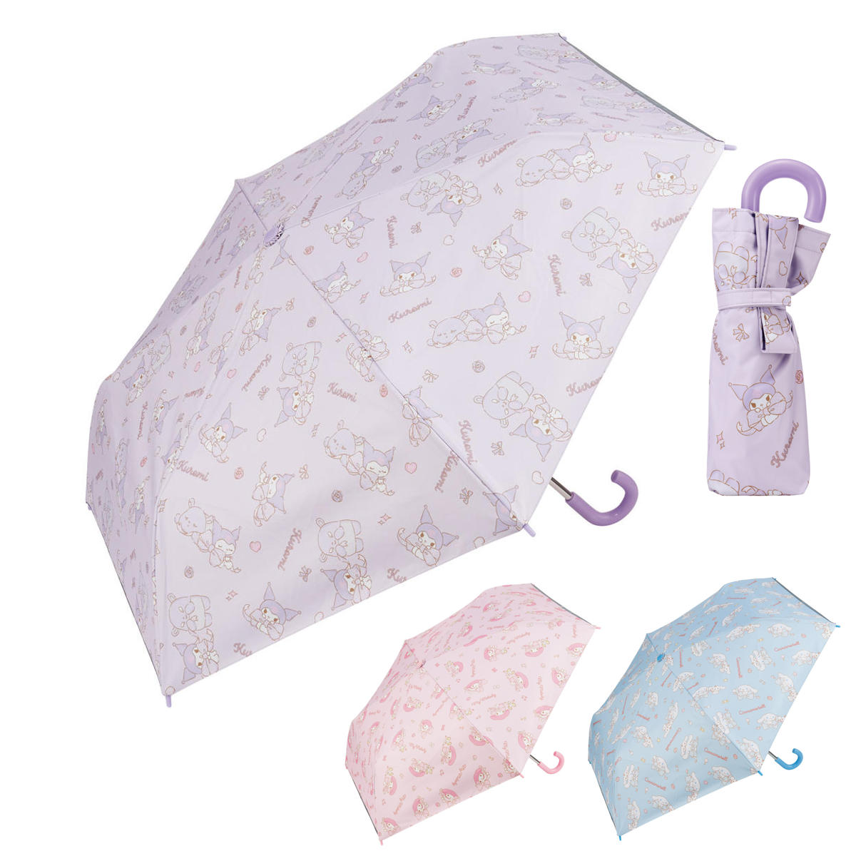 雨傘 折りたたみ傘 子ども用 晴雨兼用 50cm マイメロディ クロミ シナモロール ビックリボン （ マイメロ シナモン 子供用 女の子 キッズ おりたたみ 日傘 ）