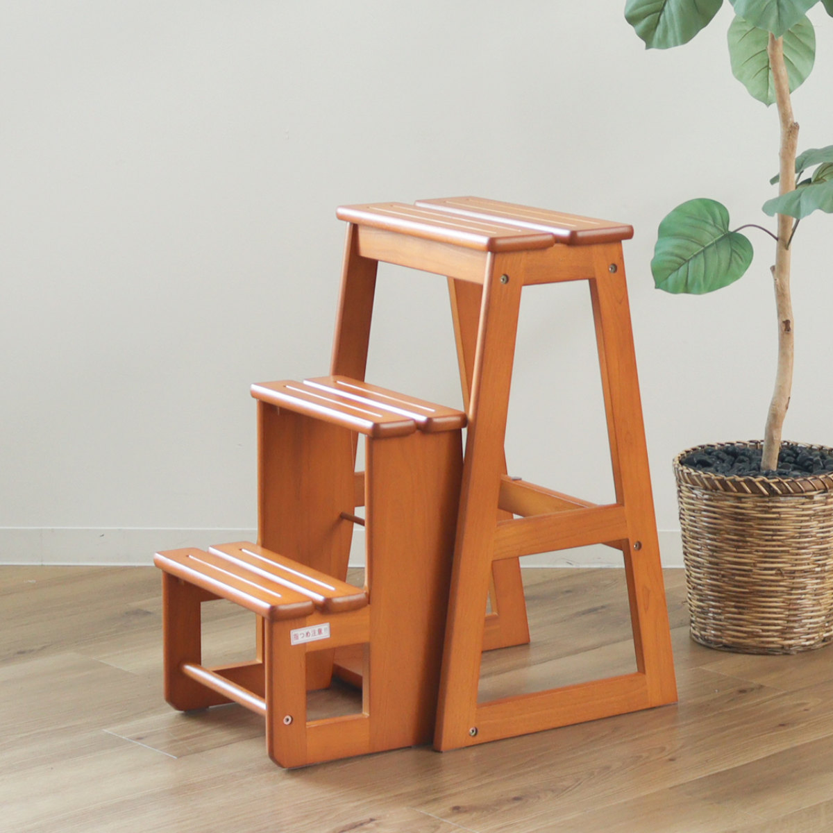 踏み台 3段 ステップチェア スツール 天然木 完成品 （ 木製 ステップ台 脚立 台 2WAY チェア イス 椅子 足台 玄関 キッチン 安定 頑丈 丈夫 踏台 ）_5