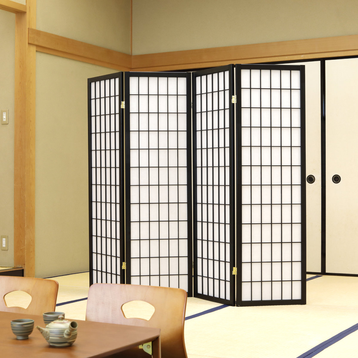 衝立 4連 高さ150cm 折りたたみ 天然木...の詳細画像3