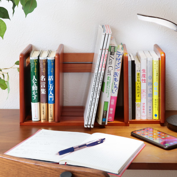 本立て 本棚 卓上ブックスタンド デスク収納 引き出し 木製ラック 北欧スタイル 弘益 本立て スライド ブックスタンド 木製 幅33.5〜62×奥行18×高さ