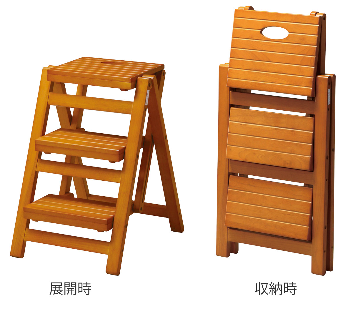 踏み台 幅43cm 3段 折りたたみ 天然木脚...の詳細画像2